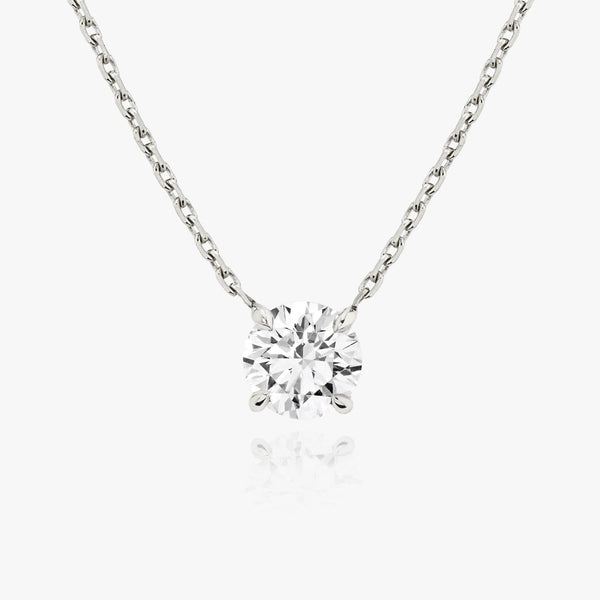 Solitaire Round Brilliant 14K Whitegold Necklace w. Lab-Grown Diamond