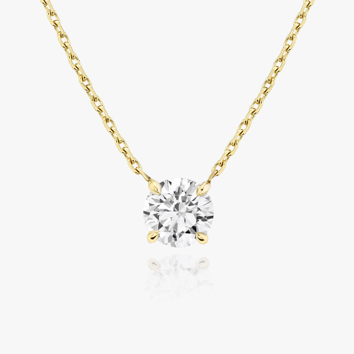 Solitaire Round Brilliant 14K Rosegold Necklace w. Lab-Grown Diamond