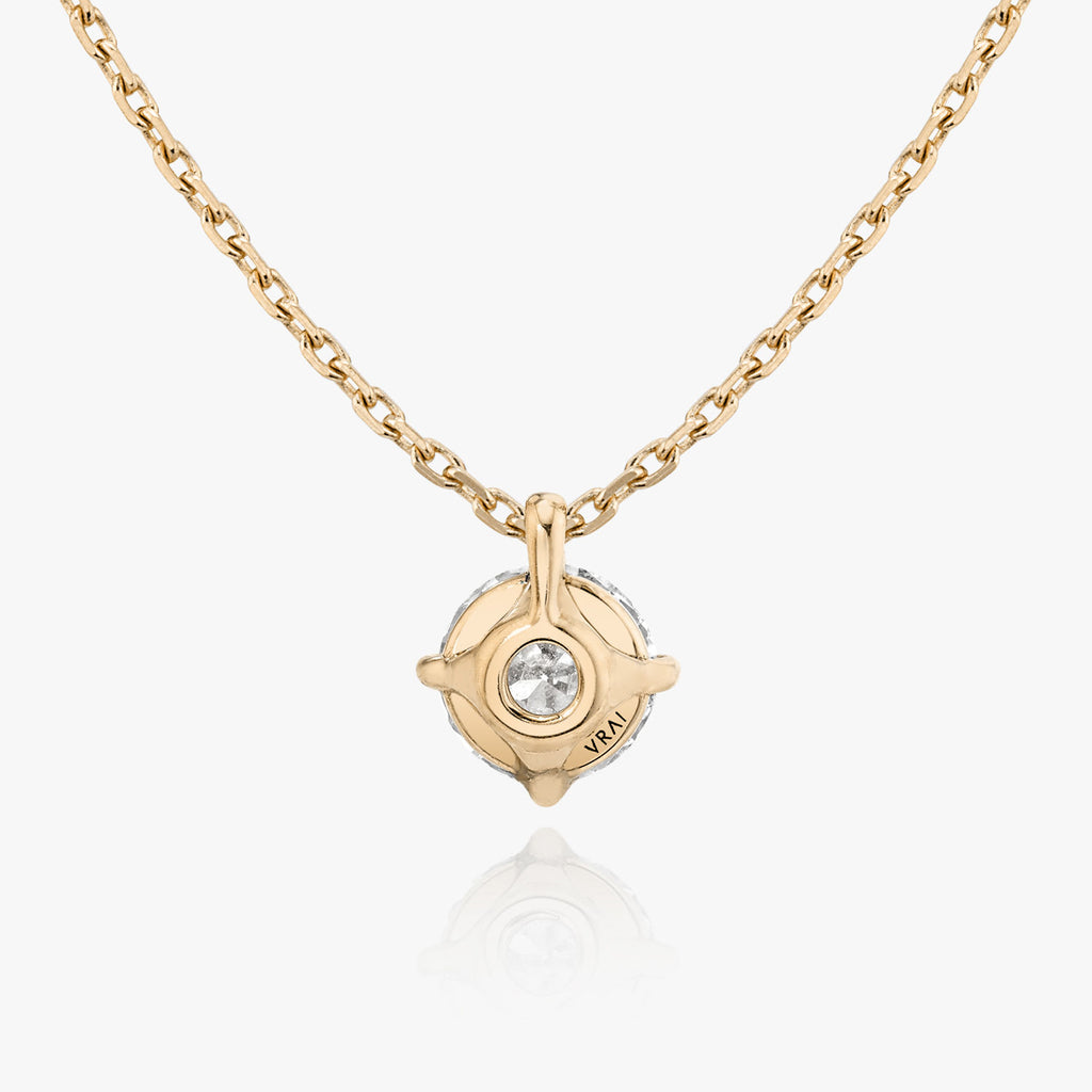 Solitaire Hanging Round Brilliant 14K Rosegold Necklace w. Lab-Grown Diamond