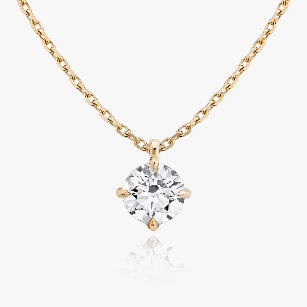 Solitaire Hanging Round Brilliant 14K Rosegold Necklace w. Lab-Grown Diamond