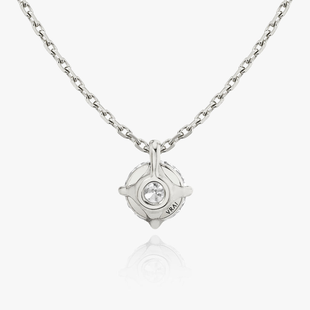 Solitaire Hanging Round Brilliant 14K Whitegold Necklace w. Lab-Grown Diamond