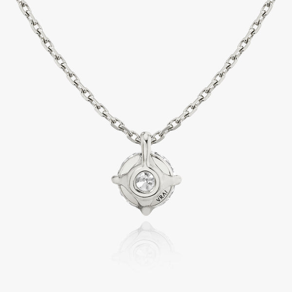 Solitaire Hanging Round Brilliant 14K Whitegold Necklace w. Lab-Grown Diamond
