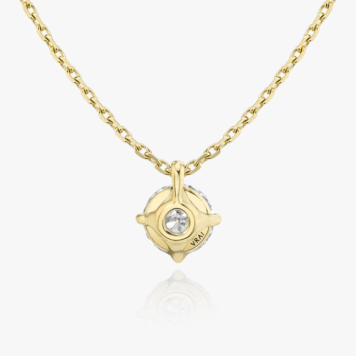 Solitaire Hanging Round Brilliant 14K Gold Necklace w. Lab-Grown Diamond
