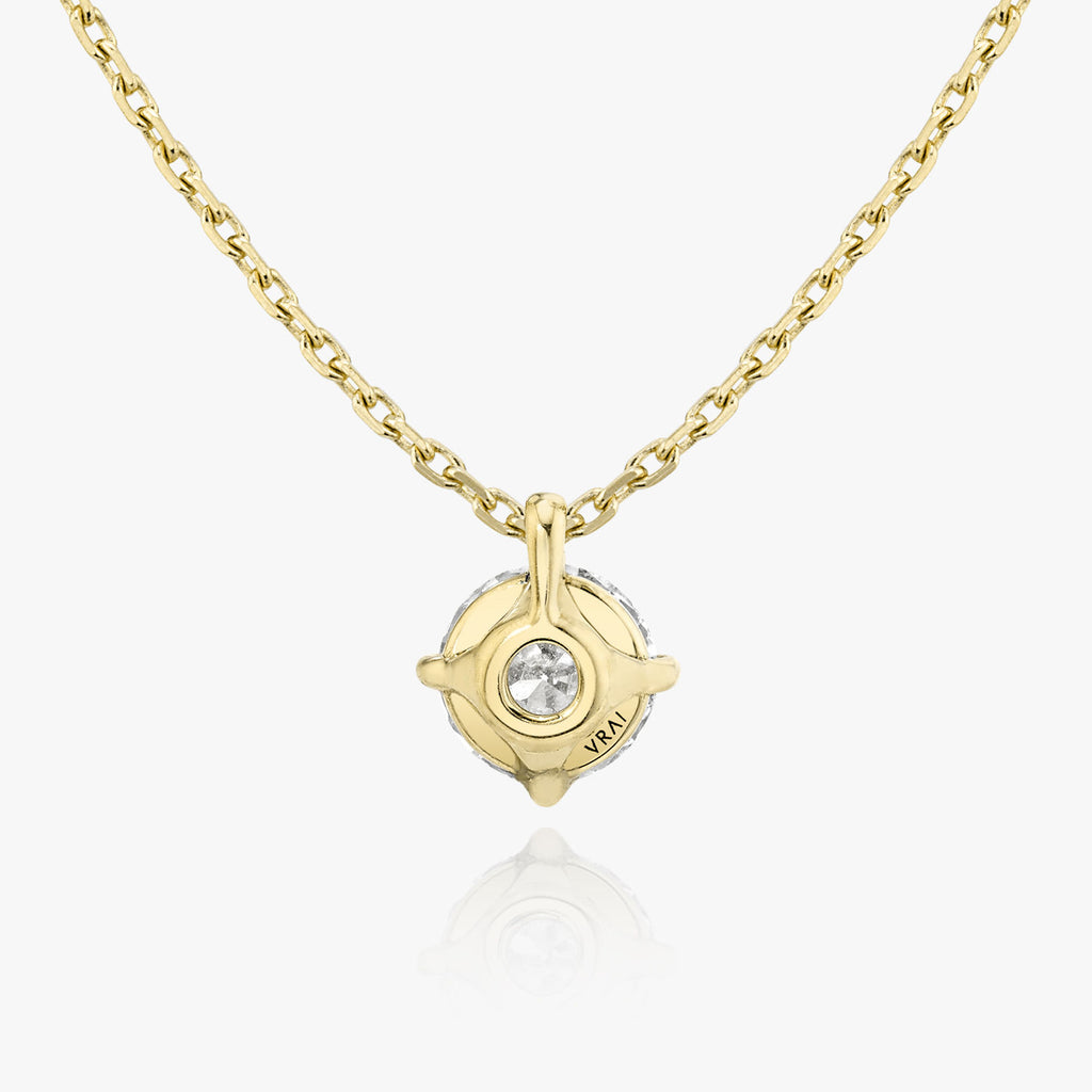 Solitaire Hanging Round Brilliant 14K Gold Necklace w. Lab-Grown Diamond