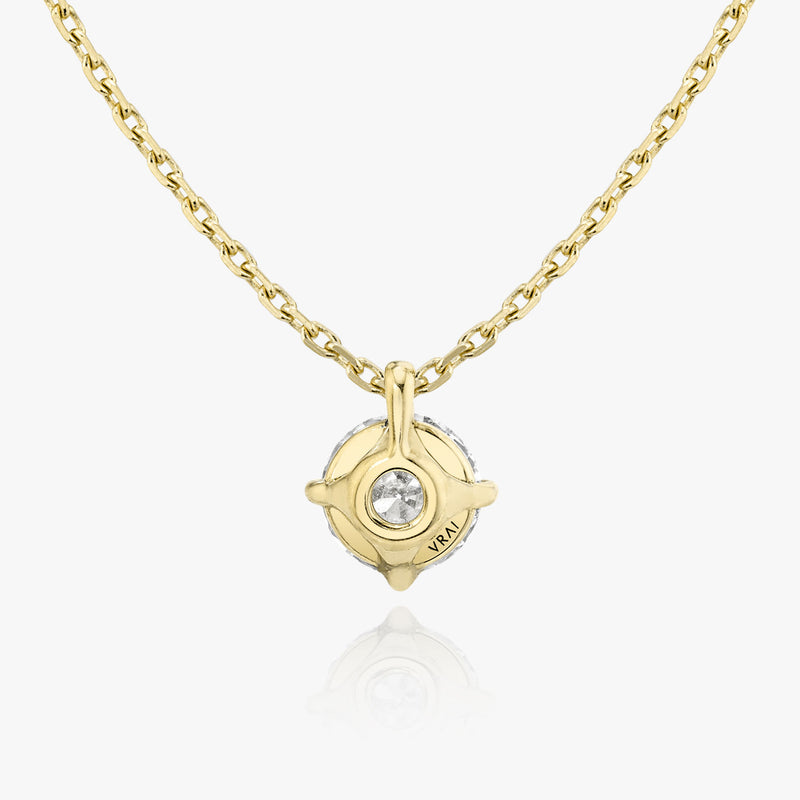 Solitaire Hanging Round Brilliant 14K Gold Necklace w. Lab-Grown Diamond