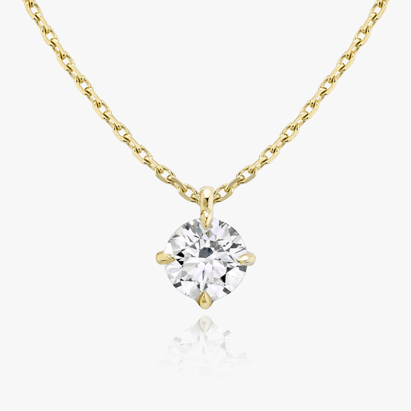 Solitaire Hanging Round Brilliant 14K Whitegold Necklace w. Lab-Grown Diamond