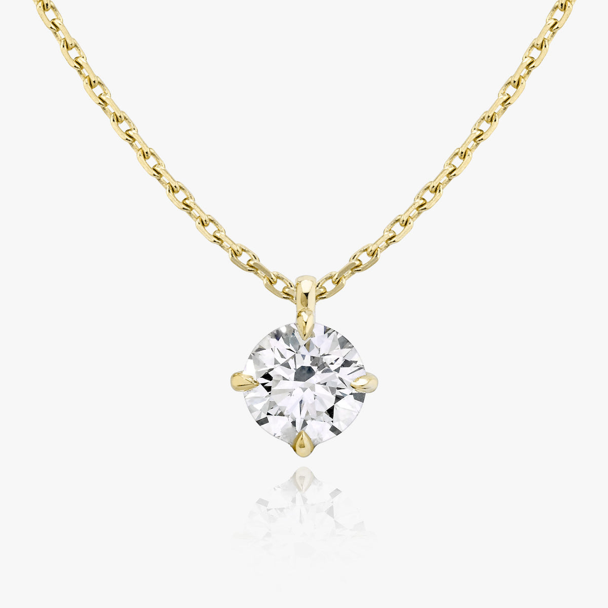 Solitaire Hanging Round Brilliant 14K Rosegold Necklace w. Lab-Grown Diamond