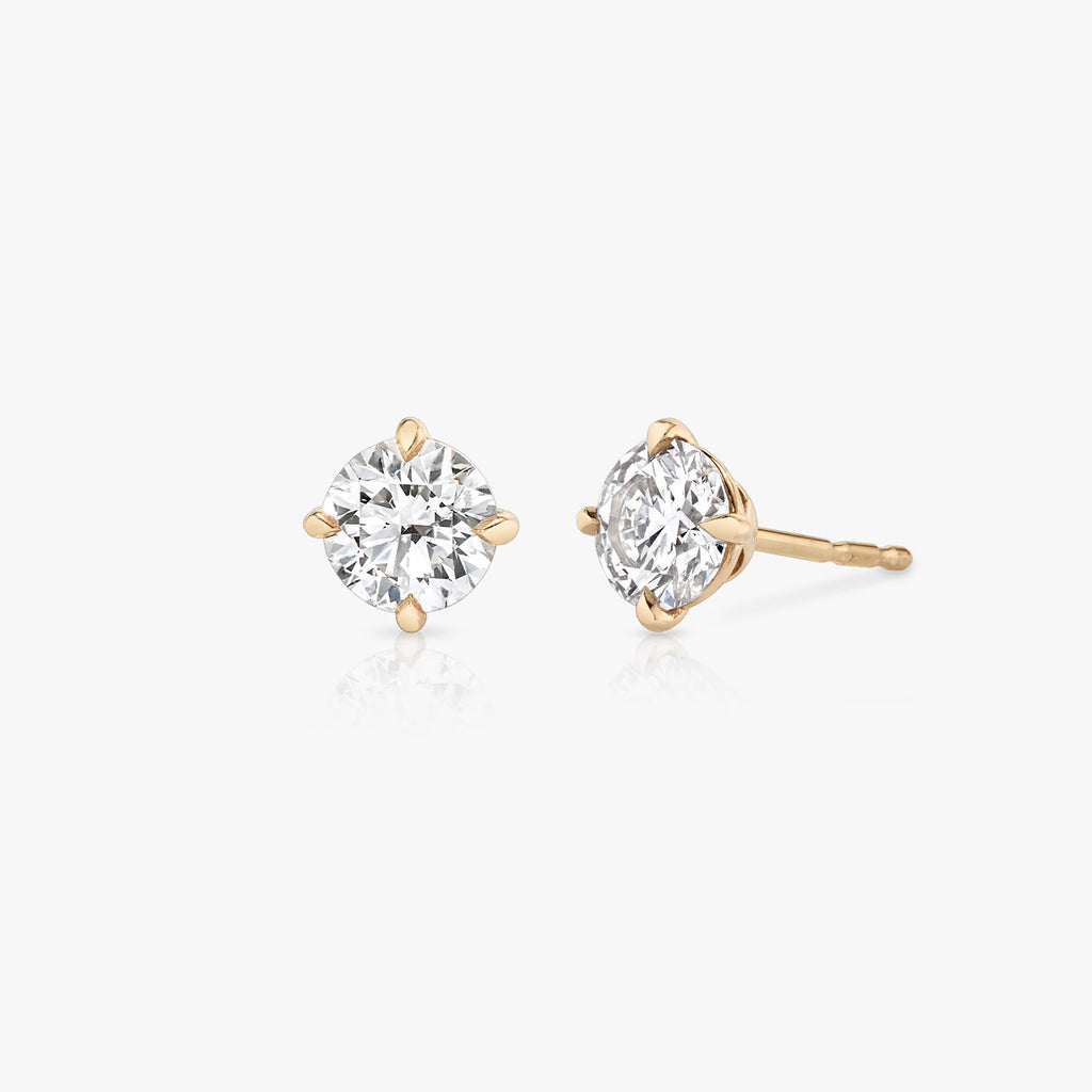Solitaire Rund Brilliant 14K Guld Ørestikkere m. Lab-Grown Diamanter