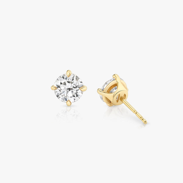 Solitaire Round Brilliant 14K Gold Studs w. Lab-Grown Diamonds