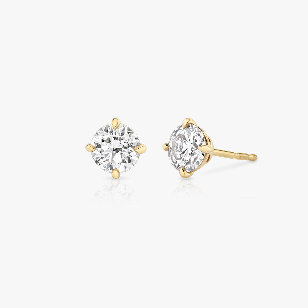Solitaire Rund Brilliant 14K Guld Ørestikkere m. Lab-Grown Diamanter