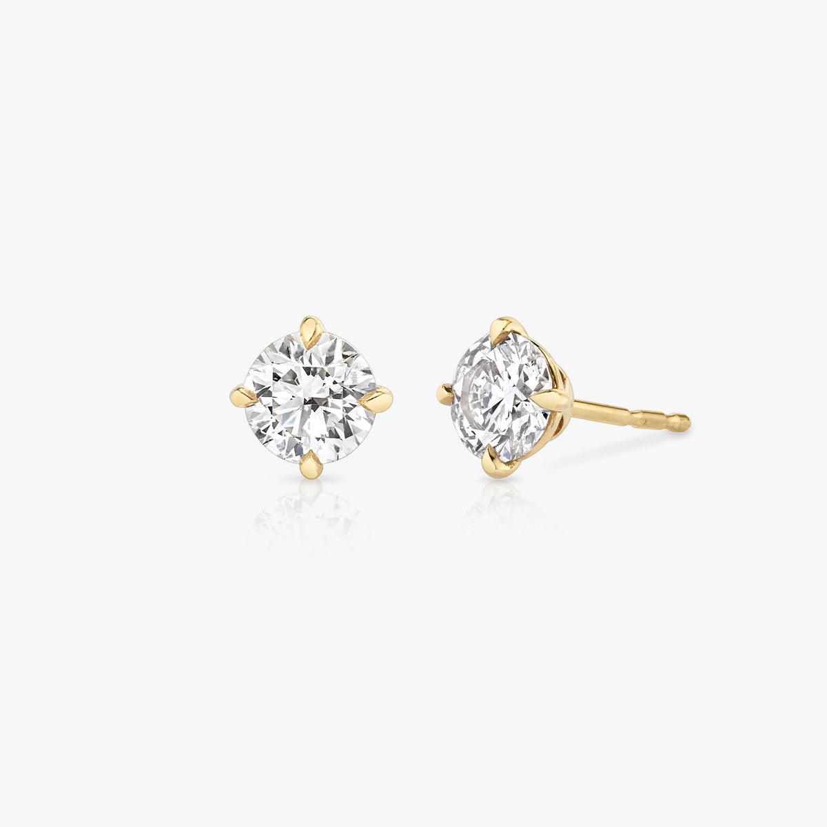 Solitaire Round Brilliant 14K Whitegold Studs w. Lab-Grown Diamonds