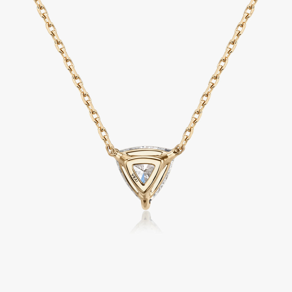 Solitaire Trillion 14K Rosegold Necklace w. Lab-Grown Diamond