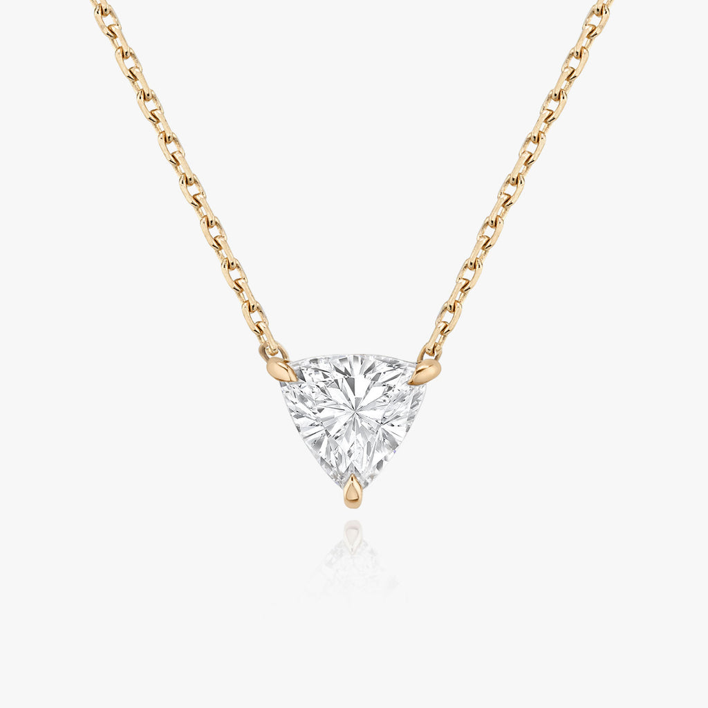 Solitaire Trillion 14K Gold Necklace w. Lab-Grown Diamond