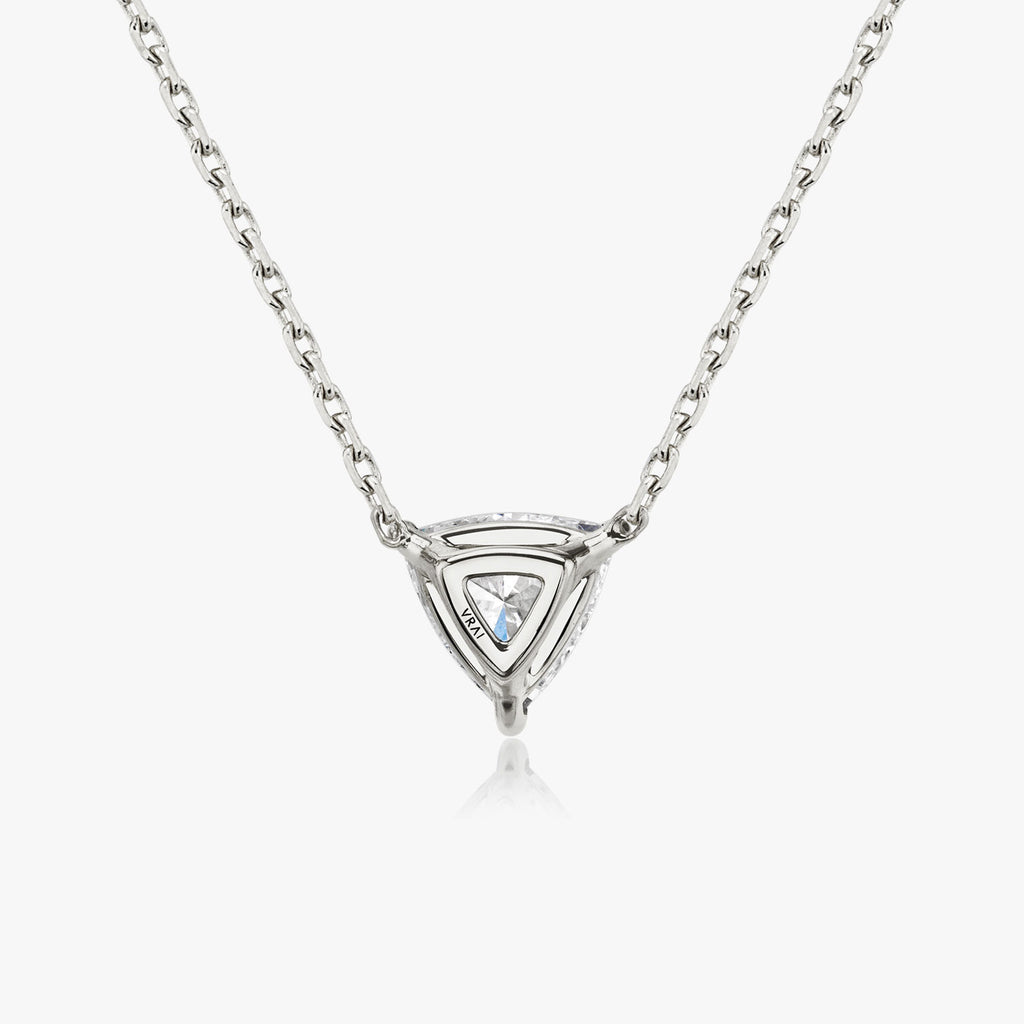Solitaire Trillion 14K Whitegold Necklace w. Lab-Grown Diamond