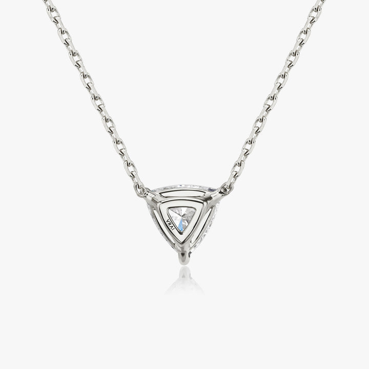 Solitaire Trillion 14K Whitegold Necklace w. Lab-Grown Diamond