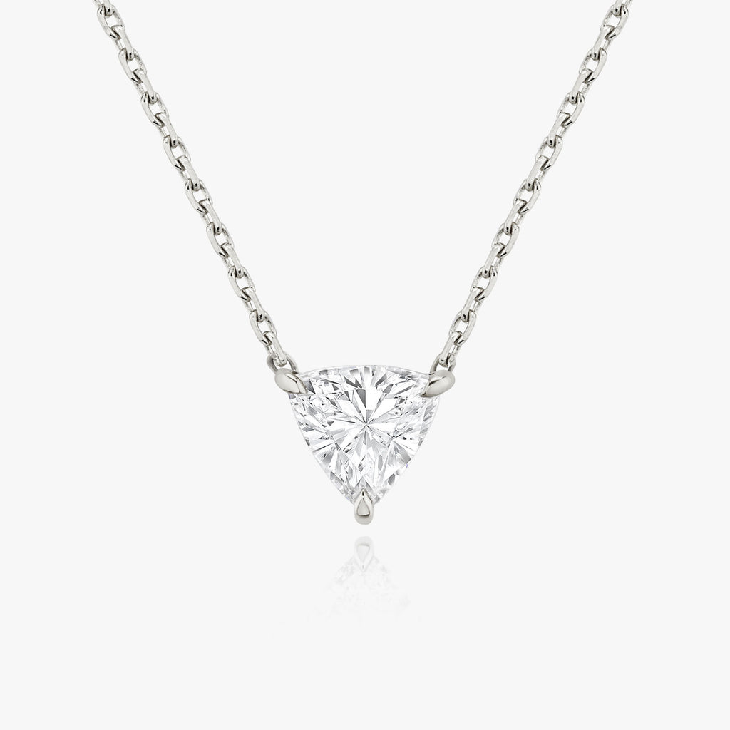 Solitaire Trillion 14K Gold Necklace w. Lab-Grown Diamond