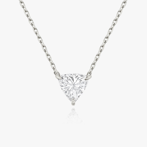 Solitaire Trillion 14K Whitegold Necklace w. Lab-Grown Diamond