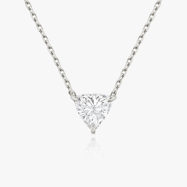 Solitaire Trillion 14K Whitegold Necklace w. Lab-Grown Diamond