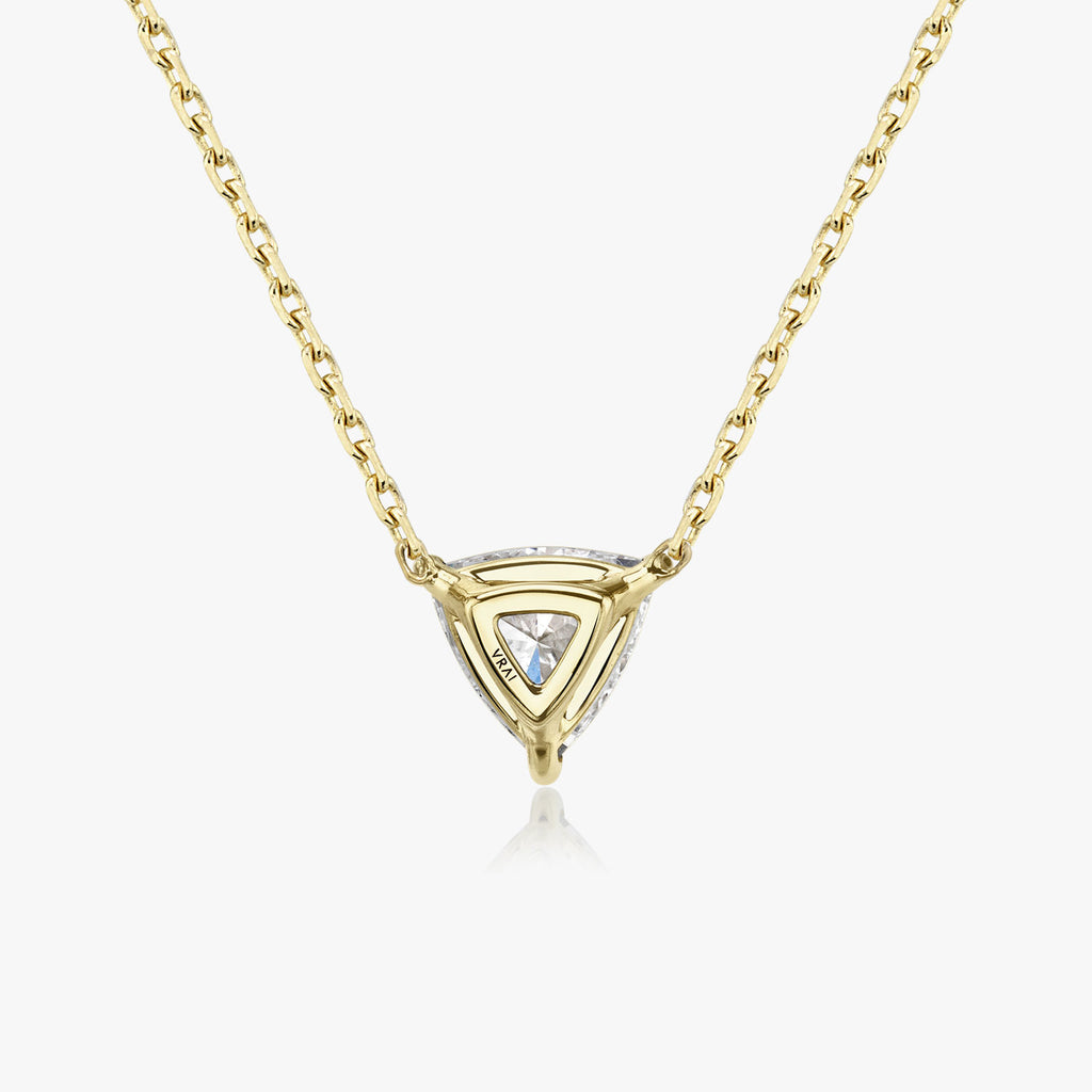 Solitaire Trillion 14K Gold Necklace w. Lab-Grown Diamond