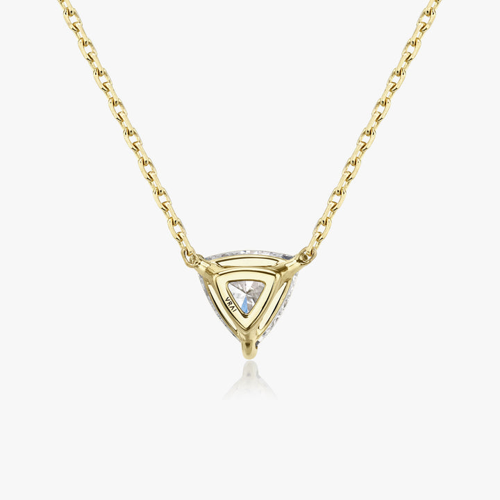 Solitaire Trillion 14K Gold Necklace w. Lab-Grown Diamond