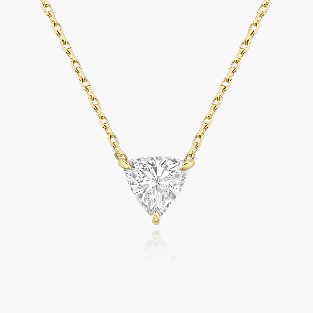 Solitaire Trillion 14K Whitegold Necklace w. Lab-Grown Diamond
