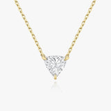 Solitaire Trillion 14K Gold Necklace w. Lab-Grown Diamond