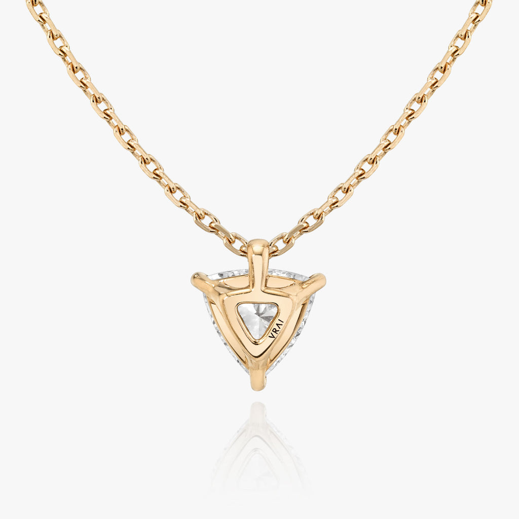 Solitaire Trillion 14K Rosegold Necklace w. Lab-Grown Diamond