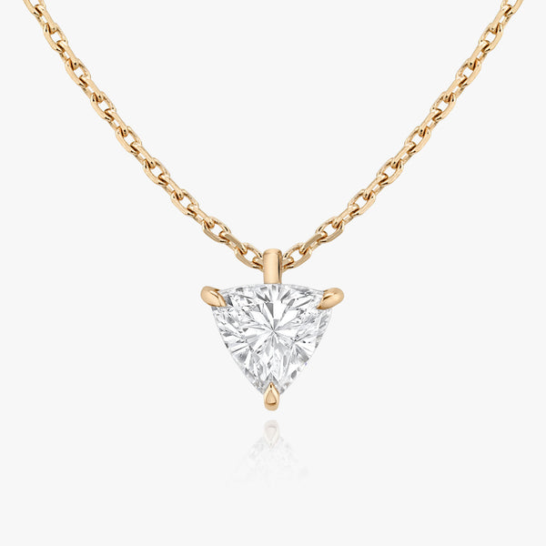 Solitaire Trillion 14K Rosegold Necklace w. Lab-Grown Diamond