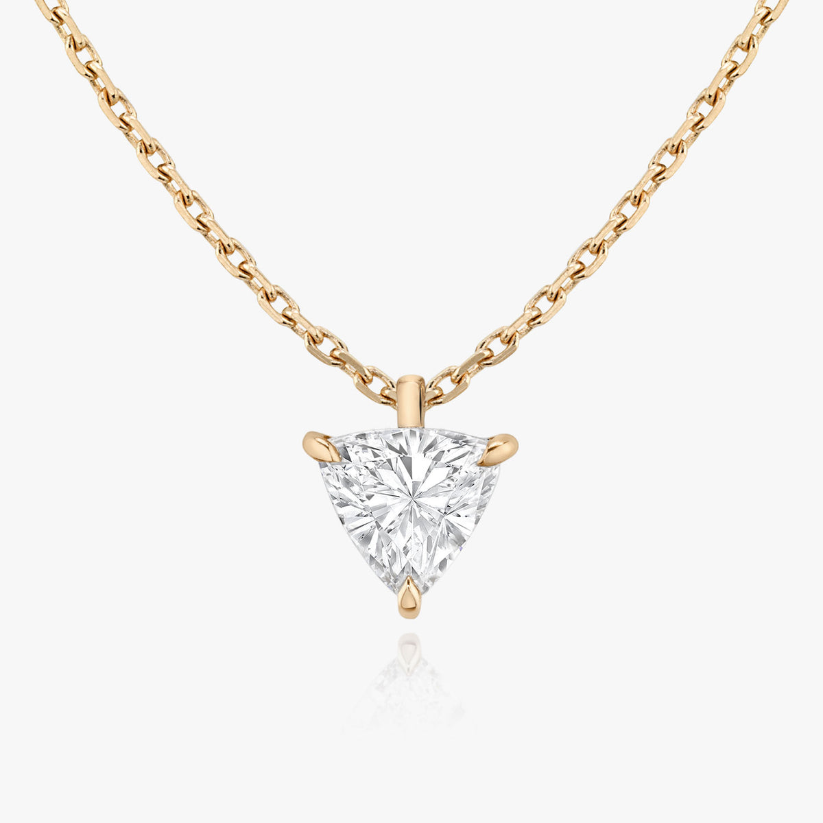 Solitaire Trillion 14K Gold Necklace w. Lab-Grown Diamond
