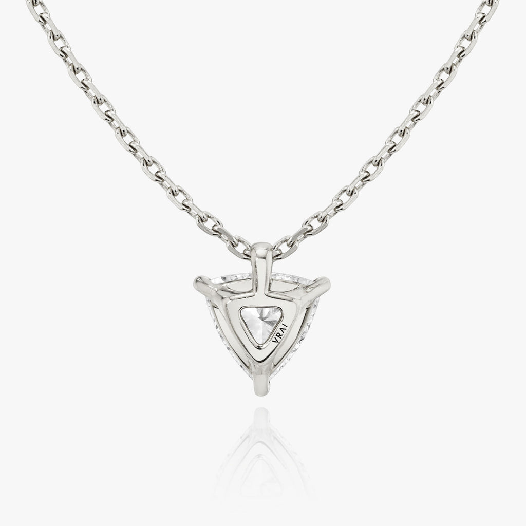 Solitaire Trillion 14K Whitegold Necklace w. Lab-Grown Diamond