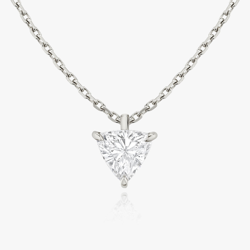 Solitaire Trillion 14K Whitegold Necklace w. Lab-Grown Diamond