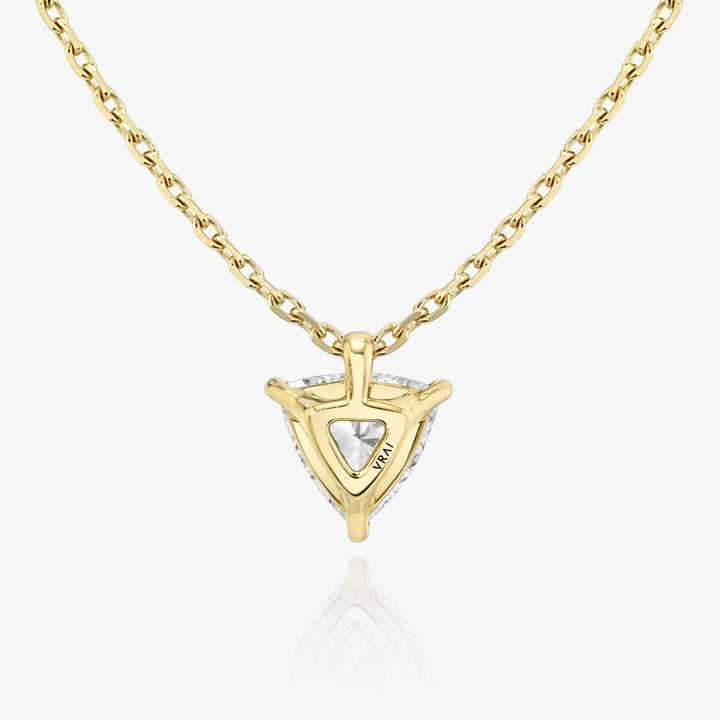 Solitaire Trillion 14K Gold Necklace w. Lab-Grown Diamond