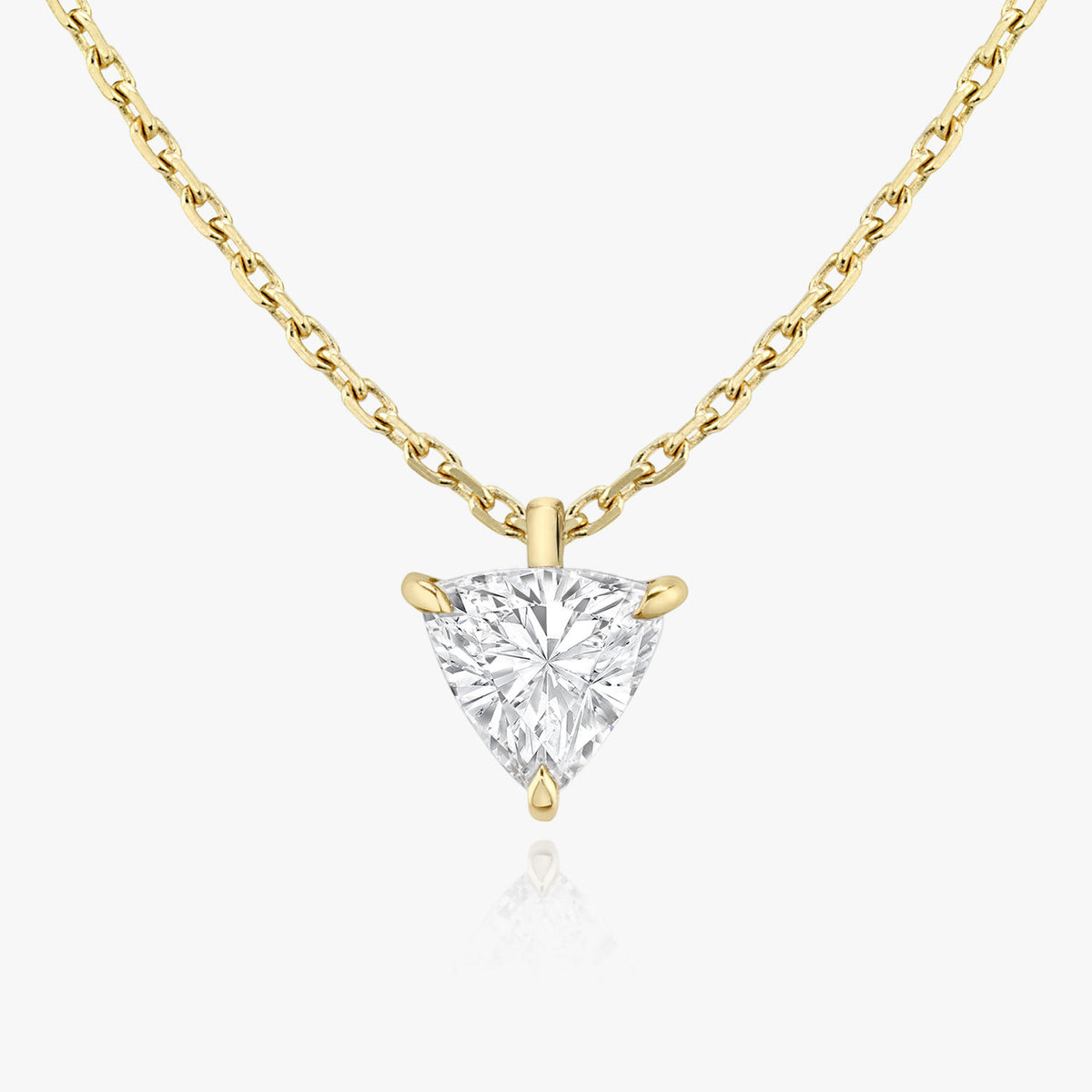 Solitaire Trillion 14K Gold Necklace w. Lab-Grown Diamond