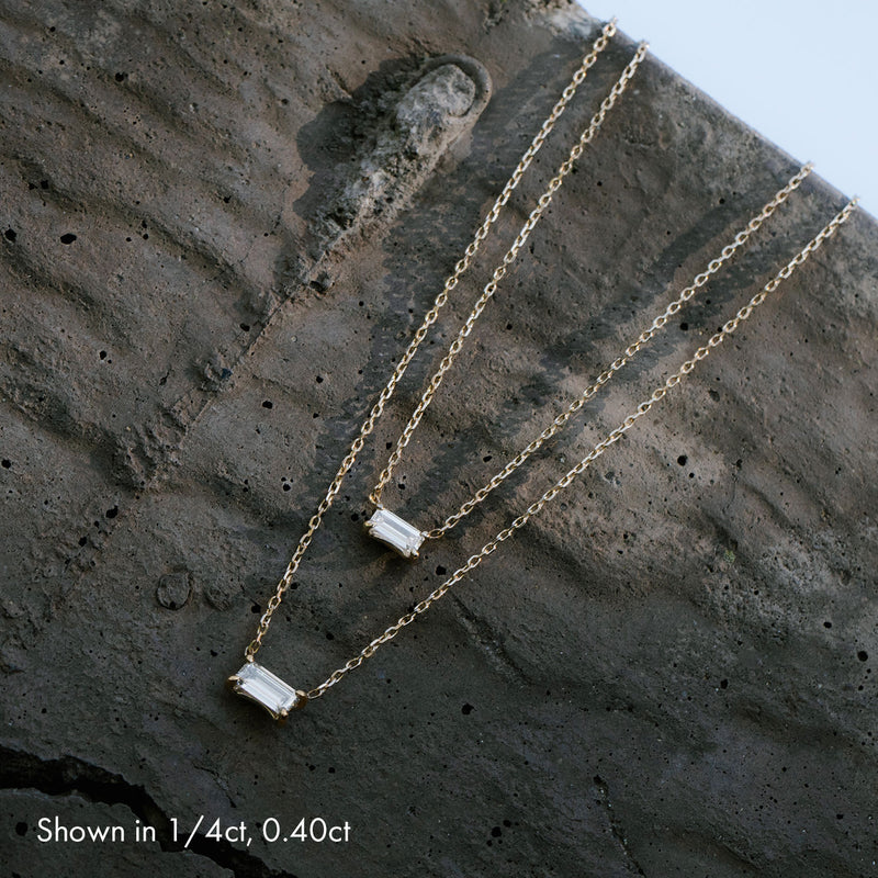 Iconic Baguette 14K Whitegold Necklace w. Lab-Grown Diamond