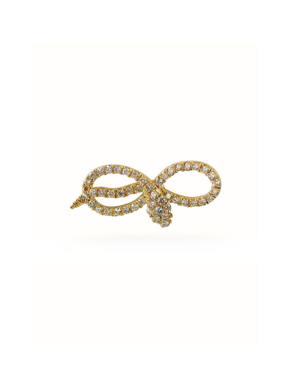 Eternity Serpent Single 14K Gold Stud w. Diamonds