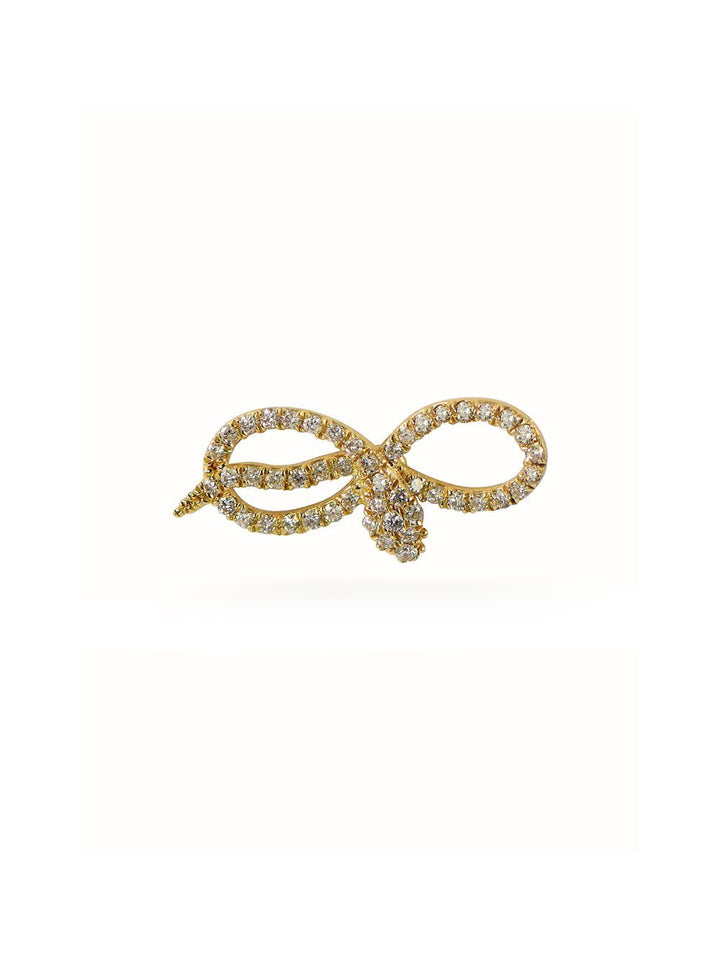 Eternity Serpent Single 14K Gold Stud w. Diamonds
