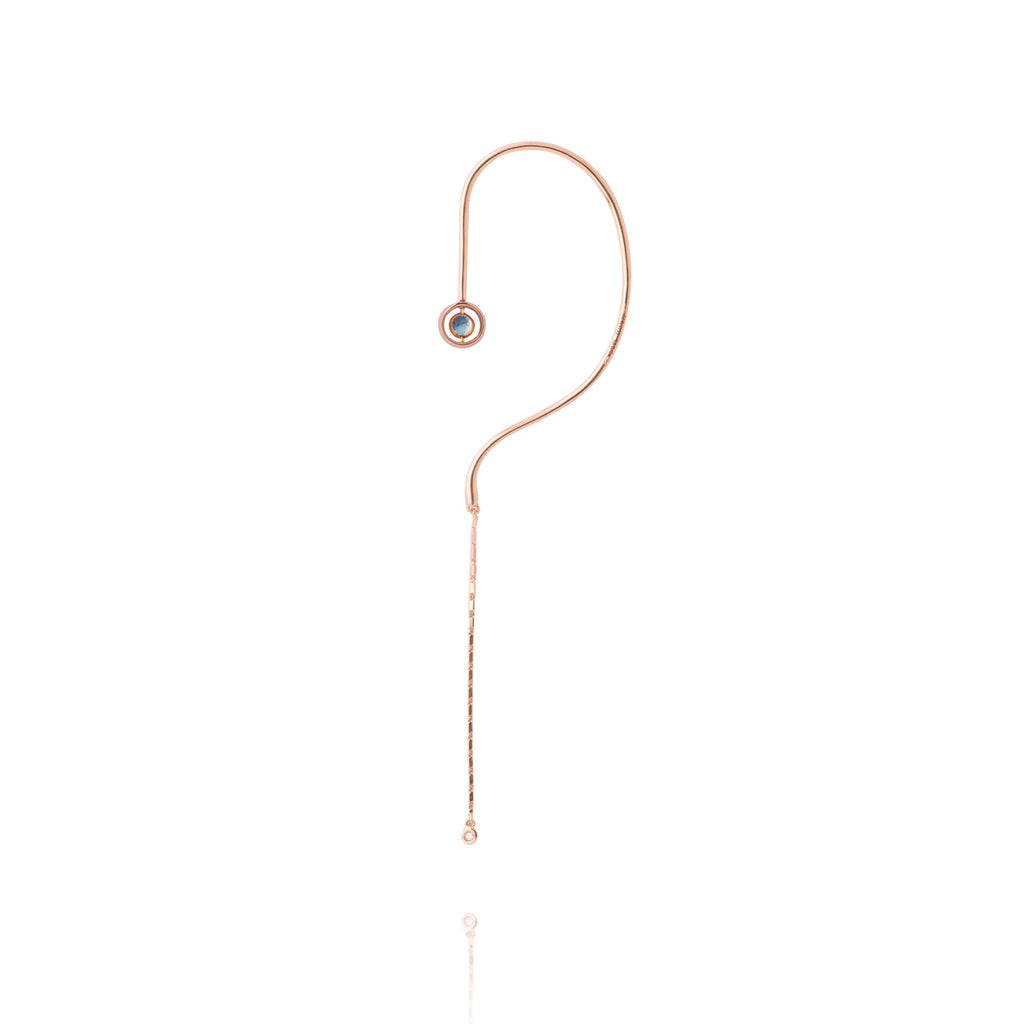 Swiveling Hook 18K Earcuff aus Rosegold I Diamanten, Topas und Amethyst