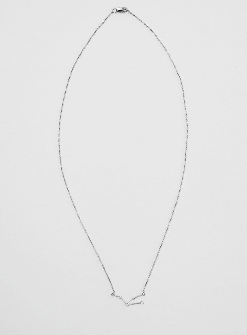 Star Sign Taurus 18K Hvidguld Halskæde m. Diamant