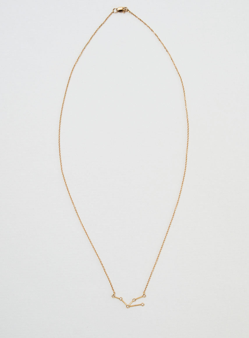 Star Sign Taurus 18K Guld Halskæde m. Diamant