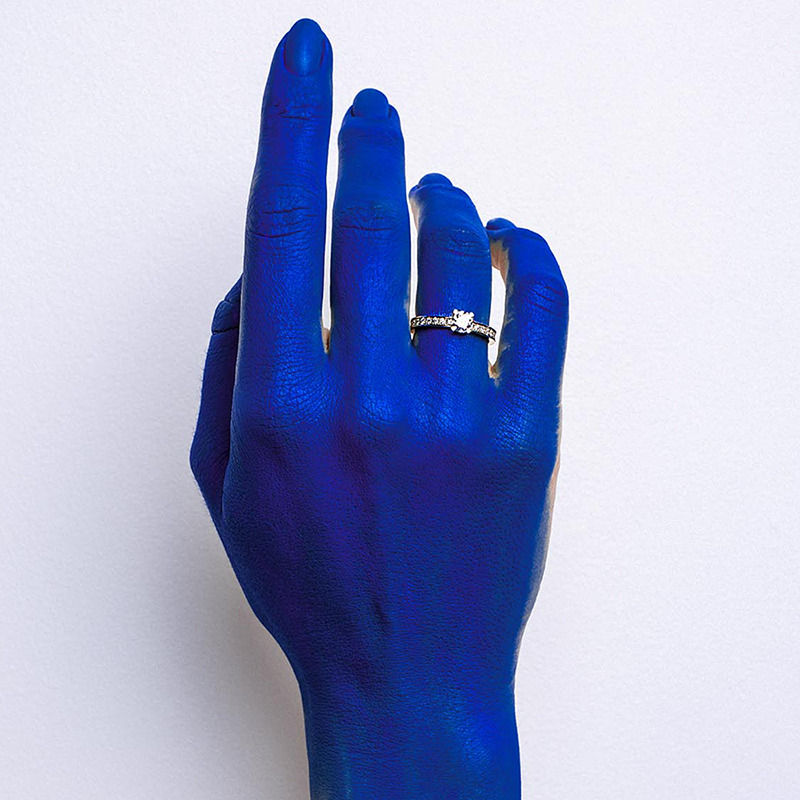 Tiny Clash Engagement 14K Gold Ring w. Lab-Grown Diamonds