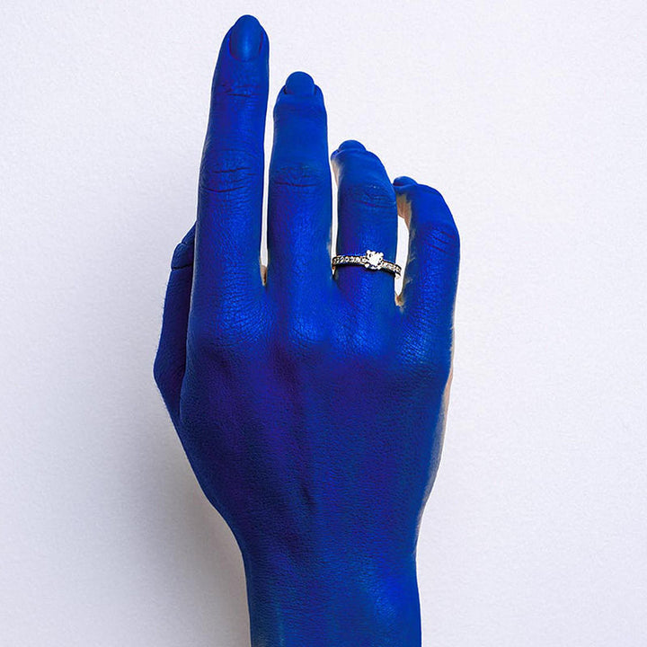 Tiny Clash Engagement 14K Gold Ring w. Lab-Grown Diamonds