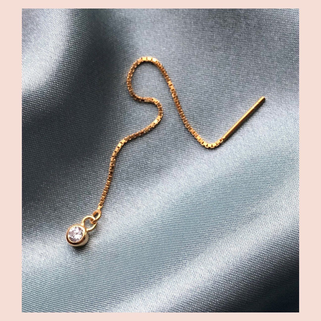 Crystal Threader 18K Forgyldt Ørering m. Hvid Zirkon