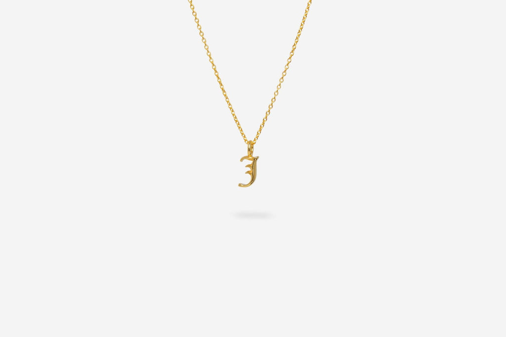 IX J Letter 22K Gold Plated Pendant