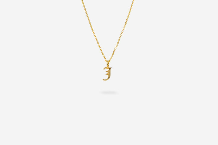 IX J Letter 22K Gold Plated Pendant