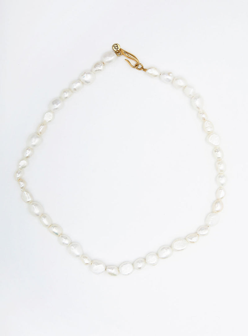 Irregular Pearls 14K Gold Plated Necklace w. Pearl
