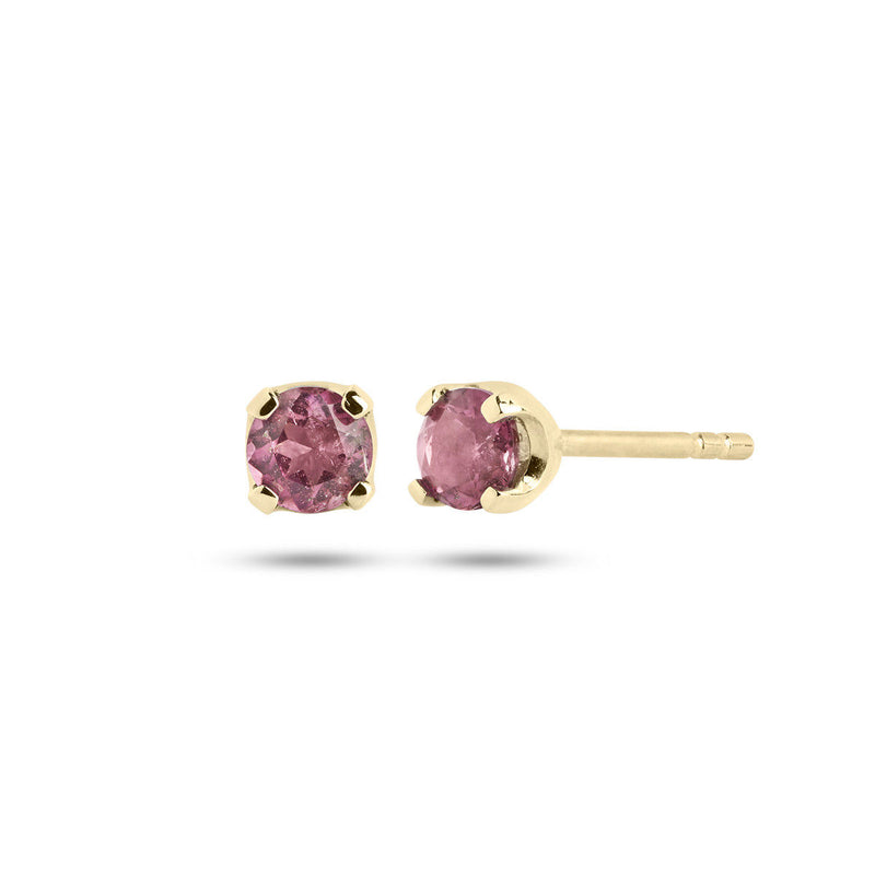 Rainbow Pink 10K Gold Earring w. Tourmaline