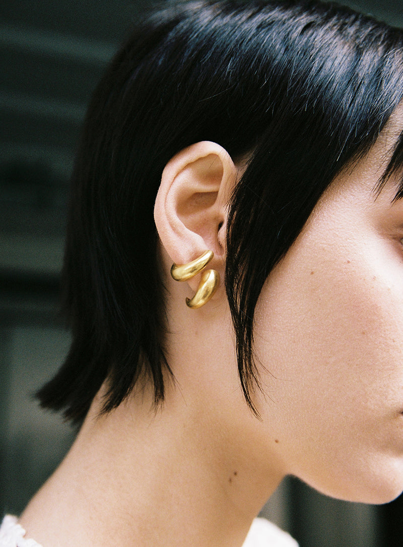 Twin lobe 14K Gold Plated Earrings