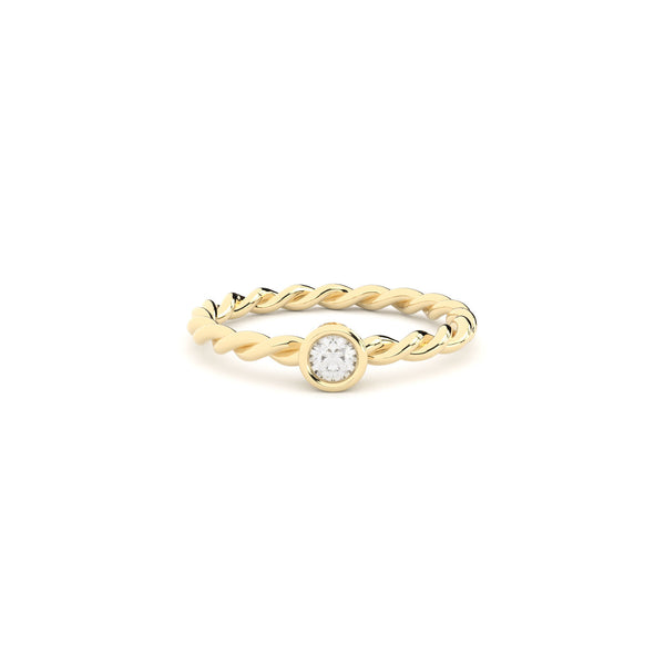 Becoming Twisted 18K Gold Ring w. Lab-Grown Diamond