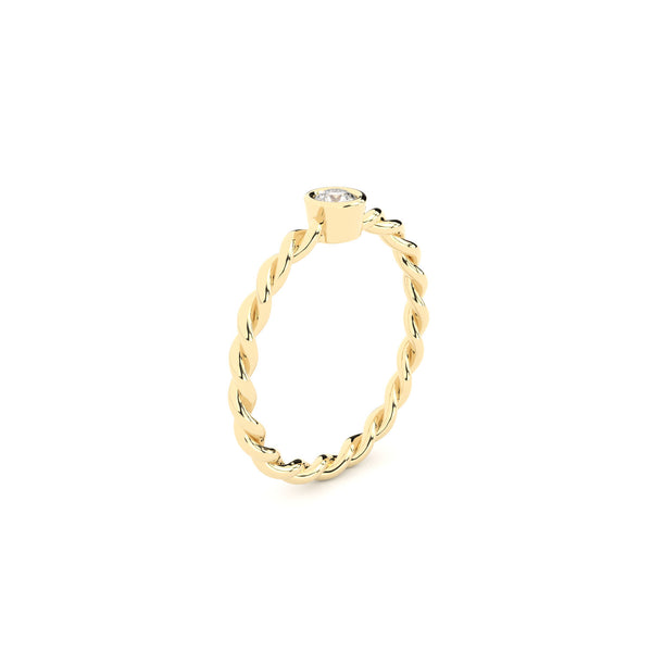 Becoming Twisted 18K Gold Ring w. Lab-Grown Diamond