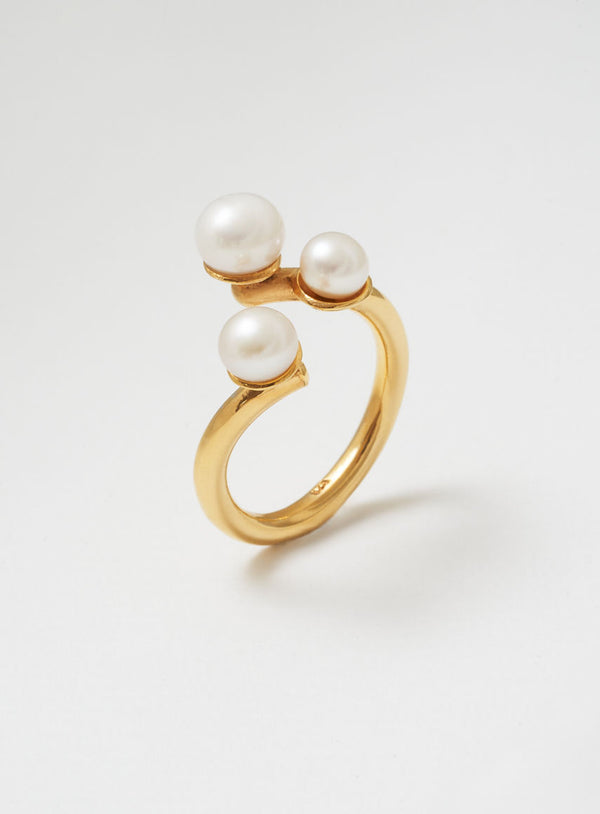 Twisted pearl 14K Forgyldt Ring m. Perle